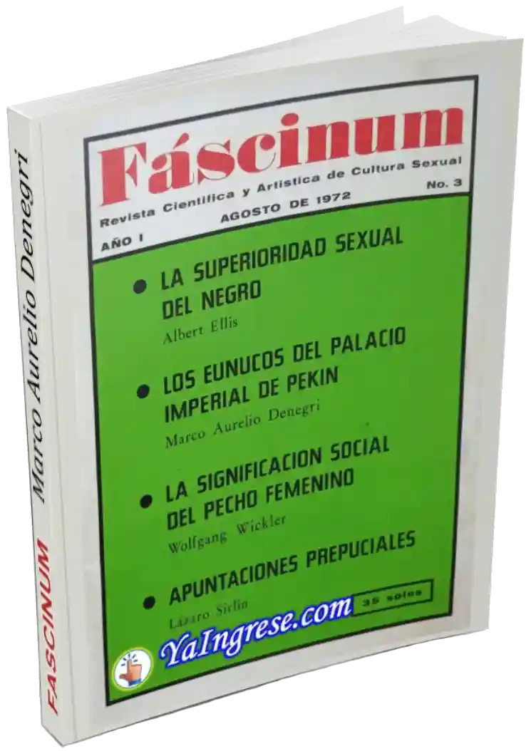 Portada de Revista Fáscinum N° 3 de agosto 1972 con artículos de Albert Ellis y Marco Aurelio Denegri - Imagen por YaIngrese.com