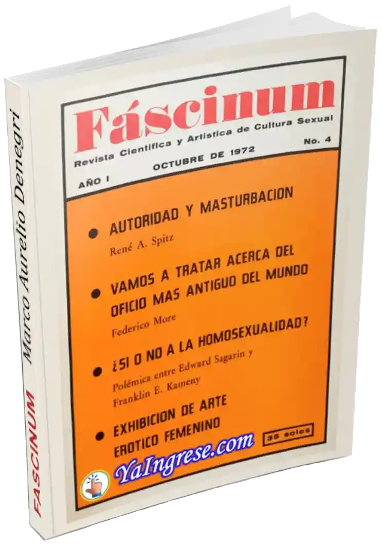 Portada de Revista Fáscinum N° 4 de octubre 1972 sobre autoridad, masturbación y polémica de homosexualidad - Imagen por YaIngrese.com