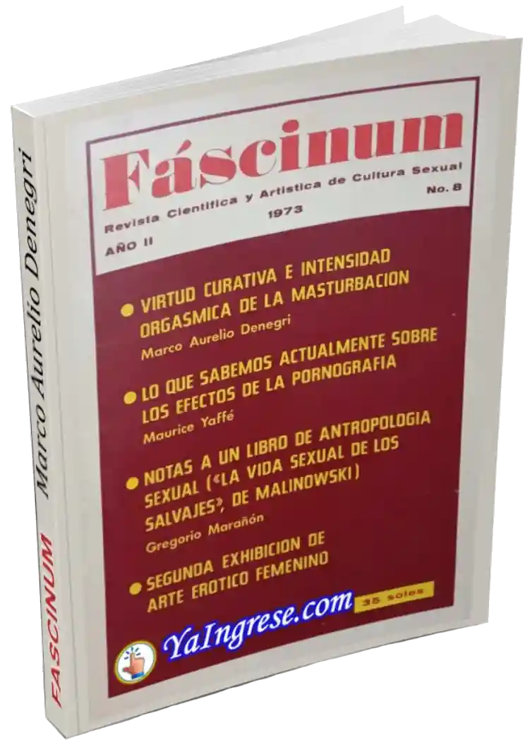 Portada de Revista Fáscinum N° 8 de 1973 sobre masturbación y efectos de la pornografía - Imagen por YaIngrese.com